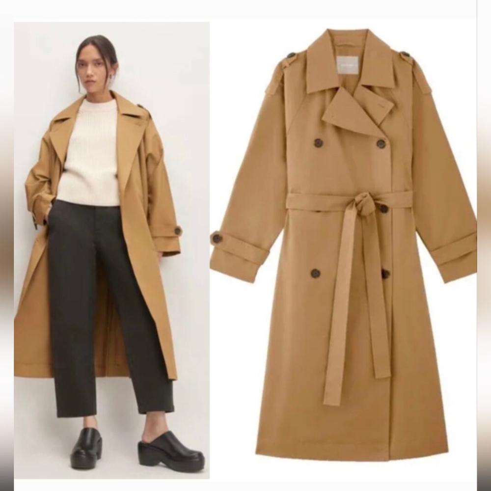 Everlane The Long Cotton Trench Coat in Toasted Coconut